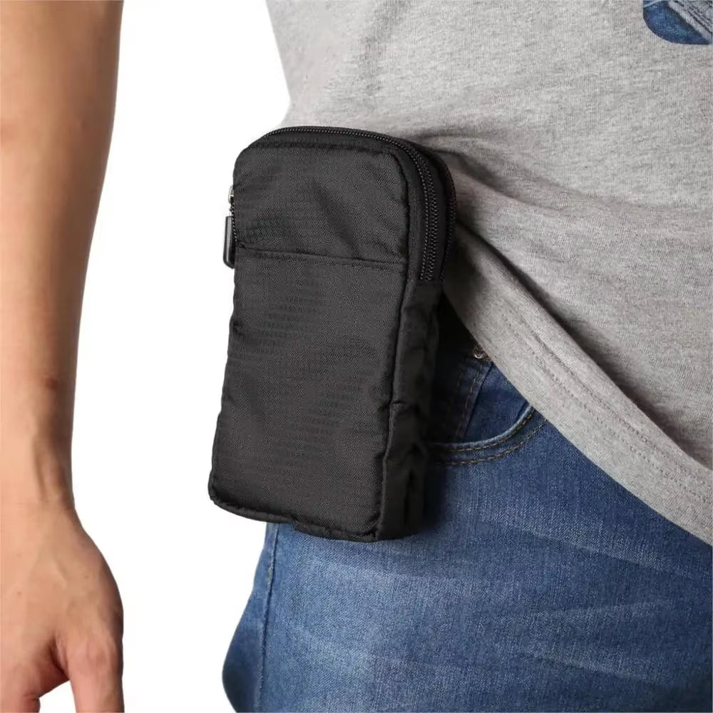 Men Fanny Pack Outdoor Sports Running Cycling Waist Bag Pack Woman Mini Shoulder Bag Wallet Case Dual Layer Zipper Phone Pouch