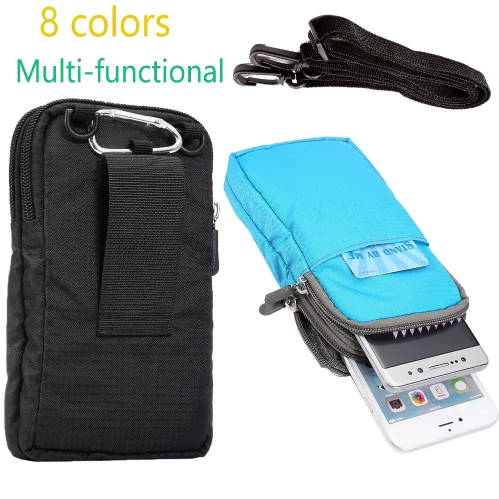 Men Fanny Pack Outdoor Sports Running Cycling Waist Bag Pack Woman Mini Shoulder Bag Wallet Case Dual Layer Zipper Phone Pouch