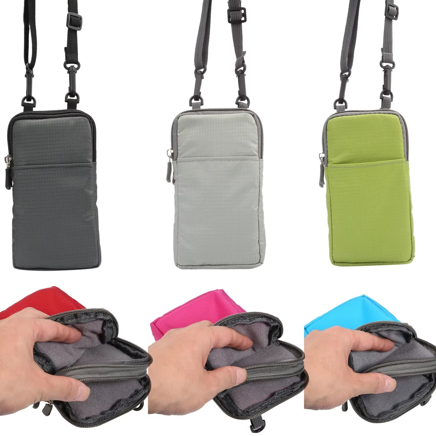 Men Fanny Pack Outdoor Sports Running Cycling Waist Bag Pack Woman Mini Shoulder Bag Wallet Case Dual Layer Zipper Phone Pouch