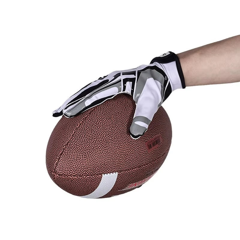 1Pair American Football Rugby Gloves Non Slip Breathable Full Finger Sports Gloves Baseball Soccer Adjustable Wristband Gloves